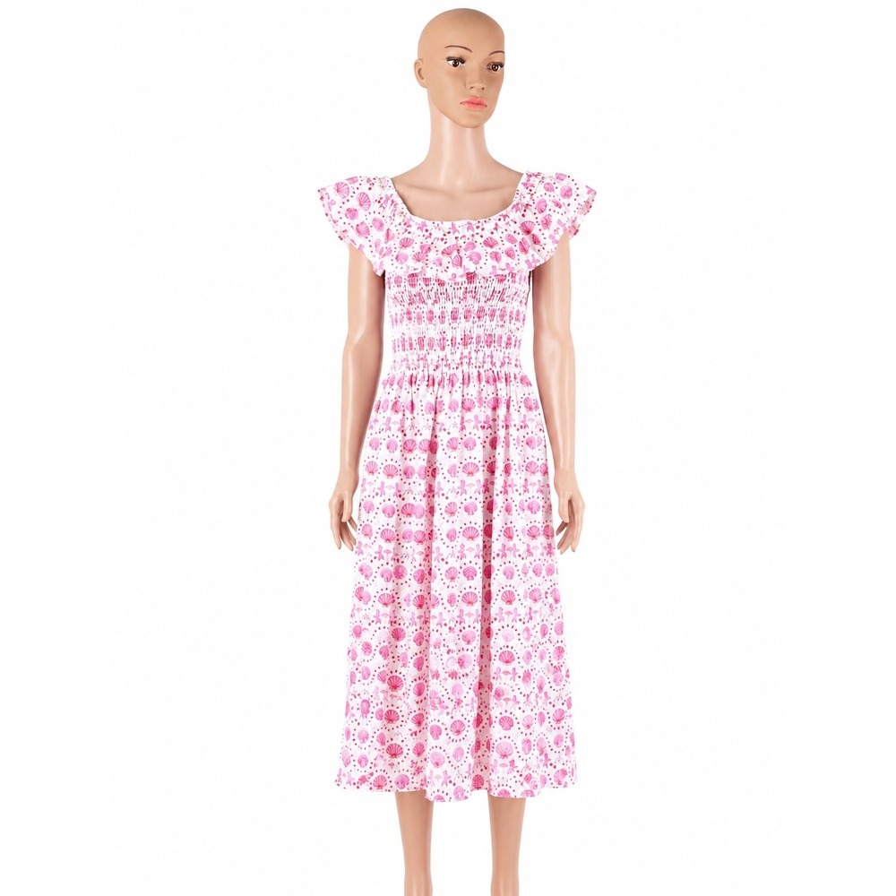 Hill House Home Akilah Nap Dress Mermaid XS NWT 100% Linen Pink Shell Midi